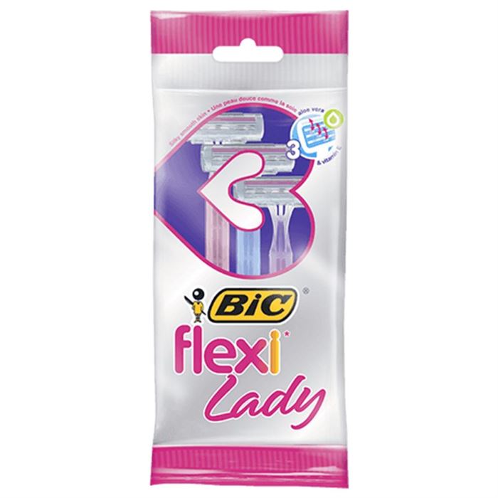 تصویر تیغ اصلاح 3 تیغه صابون دار بیک مدل Flexi Lady بسته 3 عددی